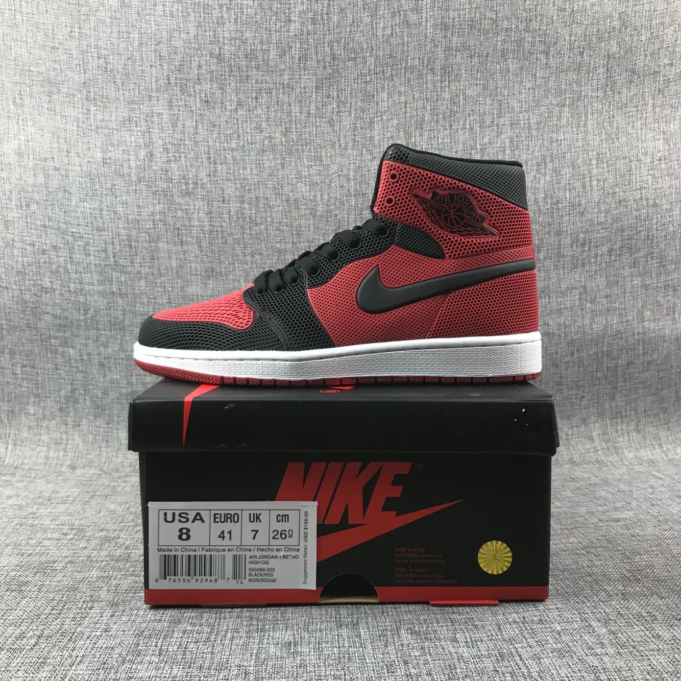 New Air Jordan 1 Drop Plastic Black Red Shoes